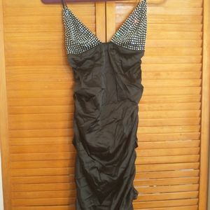 VS For Love & Lemons Mirage Black Rhinestones Cocktail Party Dress Medium